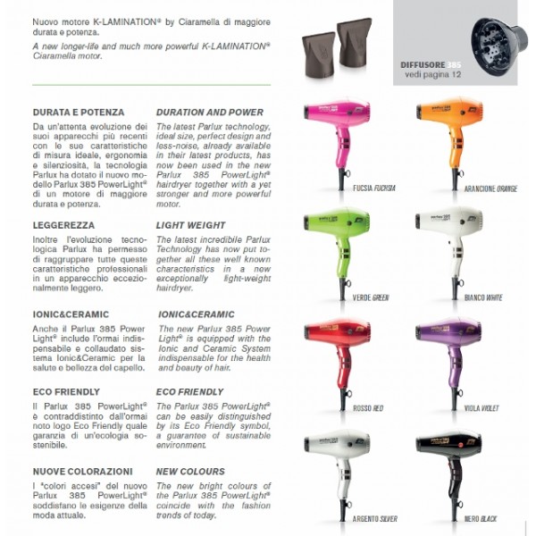 Πιστολάκι Κομμωτηρίου Parlux 385 POWER LIGHT 2150W Πιστολάκια Κομμωτηρίου